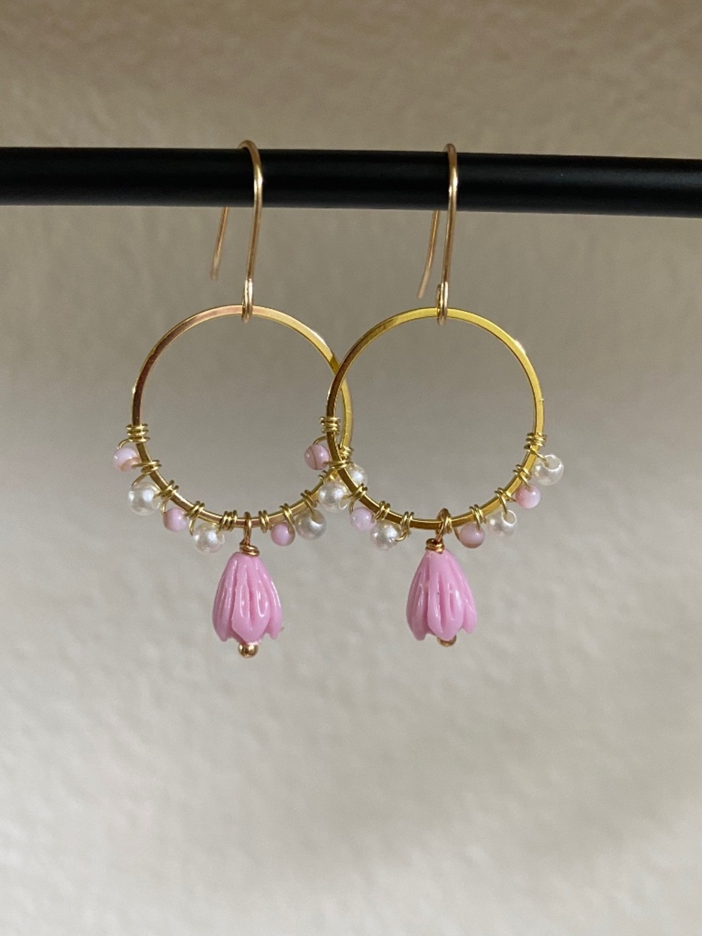 Handmade Pikake Hoop Earrings